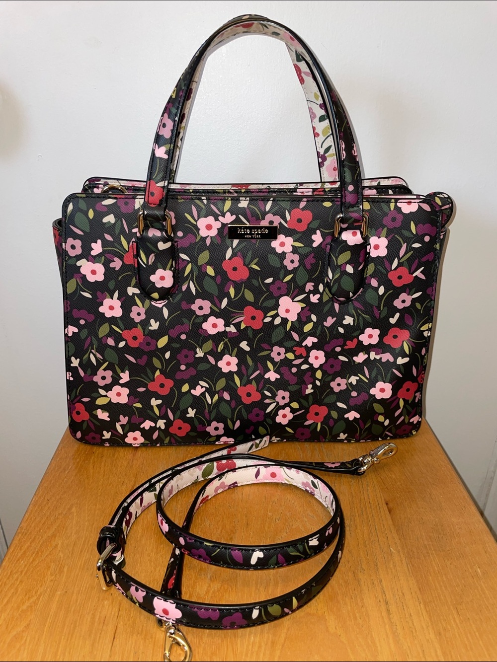 Kate Spade Cottage Core Whimsical  Satchel - Fall Floral on Black